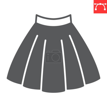 Skirt glyph icon, clothes and shopping, pleated skirt vector icon, vector graphics, editable stroke solid sign, eps 10.