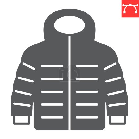 Down jacket glyph icon, clothes and shopping, winter jacket vector icon, vector graphics, editable stroke solid sign, eps 10.