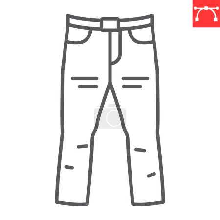 Jeans line icon, clothes and shopping, denim jeans vector icon, vector graphics, editable stroke outline sign, eps 10.