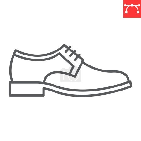 Icône de ligne de chaussures en cuir, vêtements et chaussures, icône vectorielle de chaussures, graphiques vectoriels, signe de contour de course modifiable, eps 10.