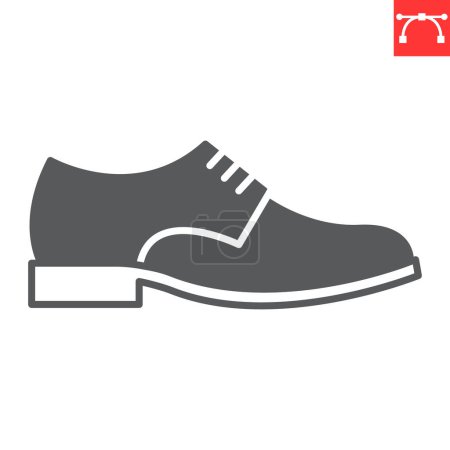 Icône glyphe chaussures en cuir, vêtements et chaussures, icône vectorielle chaussures, graphiques vectoriels, signe solide course modifiable, eps 10.
