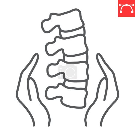 Illustration for Spine care line icon, chiropractor and physiotherapy, osteopathy vector icon, vector graphics, editable stroke outline sign, eps 10. - Royalty Free Image