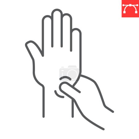Wrist massage line icon, chiropractor and rehabilitation, palm massage vector icon, vector graphics, editable stroke outline sign, eps 10.