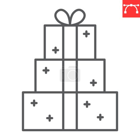 Icône de ligne cadeau, e-commerce et achats, icône vectorielle de boîte cadeau, graphiques vectoriels, signe modifiable de contour de course, eps 10.