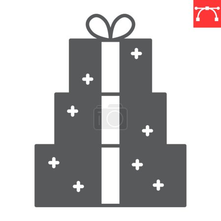 Icône de glyphe cadeau, e-commerce et achats, icône vectorielle de boîte cadeau, graphiques vectoriels, signe solide de course modifiable, eps 10.