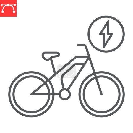 Electric bike line icon, ecology and transport, electro bicycle vector icon, vector graphics, editable stroke outline sign, eps 10.