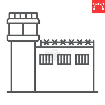 Illustration for Prison line icon, building and architecture , jail vector icon, vector graphics, editable stroke outline sign, eps 10. - Royalty Free Image