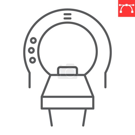 Tomography line icon, ct scan and diagnostic, mri scanner vector icon, vector graphics, editable stroke outline sign, eps 10.