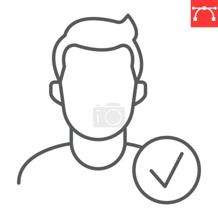 Eligibility line icon, man and person, eligible vector icon, vector graphics, editable stroke outline sign, eps 10.