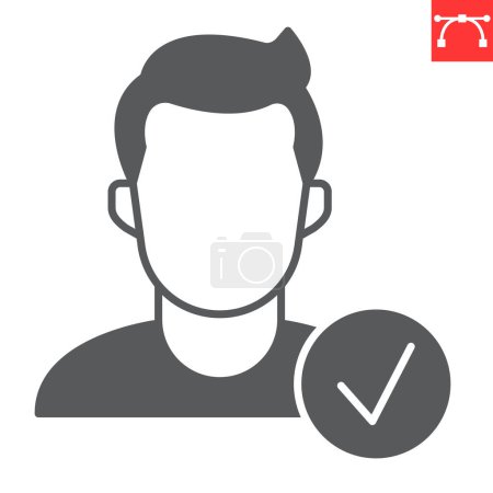 Eligibility glyph icon, man and person, eligible vector icon, vector graphics, editable stroke solid sign, eps 10.