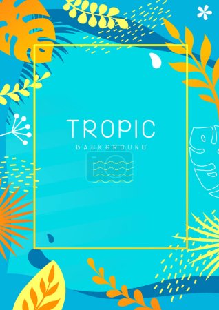 Illustration for Colorful  summer banner with tropic leaves. Summertime background. Vector illustration - Royalty Free Image