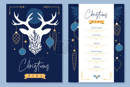 Illustration for Restaurant Christmas holiday menu design with christmas desoration. Vector illustration - Royalty Free Image