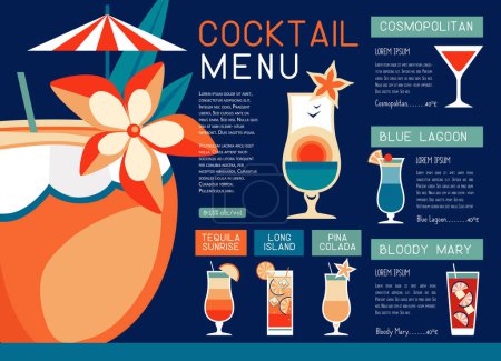 Ilustración de Diseño de menú de cóctel restaurante de verano retro. Ilustración vectorial - Imagen libre de derechos