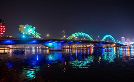 Photo for The Dragon Bridge in Da Nang is of particular importance for the city's tourist activities. - Royalty Free Image