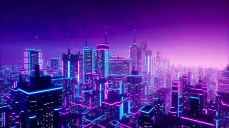 Photo for Metaverse city or cyberpunk concept, 3d render - Royalty Free Image