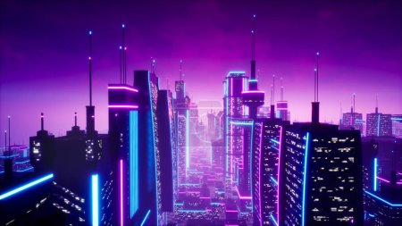 Photo for Metaverse city or cyberpunk concept, 3d render - Royalty Free Image