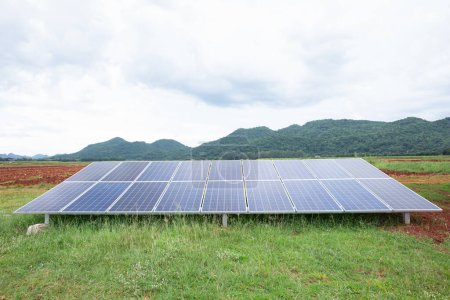 Photo for Solar panels on agricultural field - Royalty Free Image