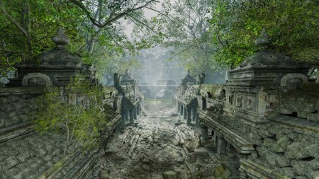 Photo for Ancient temple ruins, 3d render - Royalty Free Image