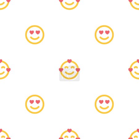 Seamless pattern with emoji, smiles in love, messages, social media elements. Chatting concept. Fabric texture, textile design in flat style on white background. Love concept