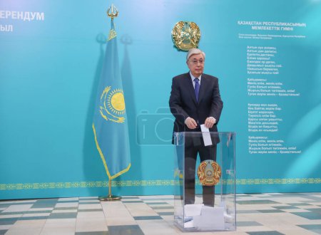 Téléchargez les photos : Kassym-Jomart Kemeluly Tokayev est un homme politique et diplomate kazakh qui occupe le poste de président du Kazakhstan depuis 2019 à Astana, au Kazakhstan. Juin 5, 2022 - en image libre de droit