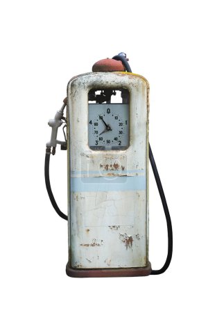 Photo for Vintage rusty grunge gas pump, isolated on white - Royalty Free Image