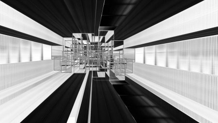 Photo for Black and white abstract modernistic cubic pattern in corridor - Royalty Free Image