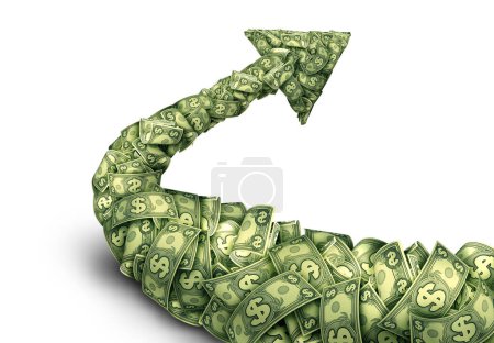 High inflation and Hyperinflation economy and global economic concept or overvalued economics as a financial crisis and inflated prices as a finance risk to investors and speculative valuation arrow rising up as a 3D Illustration.