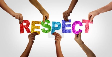 Human respect and People respecting diversity in society and global equality for an international diverse workplace and tolerance of multicultural cultures in a 3d illustration style.