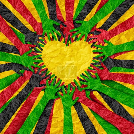 Freedom Day Love and Juneteenth or June 19 as a holiday or June Teenth as hands in a heart shape commemorating the end of slavery as a Social justice concept or Emancipation and equal rights celebration.