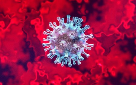 Coronavirus Éclosion variante et sous-variantes Covid-19 en tant que concept de virus en mutation et nouvelle maladie virale EG.5 pandémie ou covide et fond de grippe en tant que souche dominante en tant que rendu 3D.