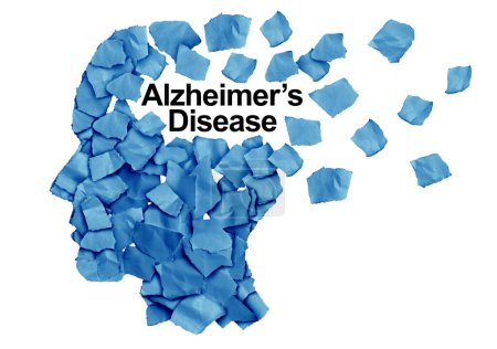 Alzheimer Disease as a cognitive decline as a degenerative dementia brain illness resulting in memory loss as a neurology symbol for aging of the mind.