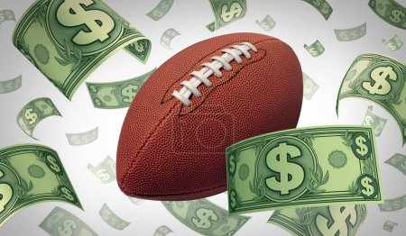 American Football Betting and picking a winner with a bet on the big championship game as a symbol of sports bets.