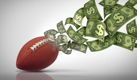 American Football Betting and picking a winner with a bet on the big championship game as a symbol of sports bets.