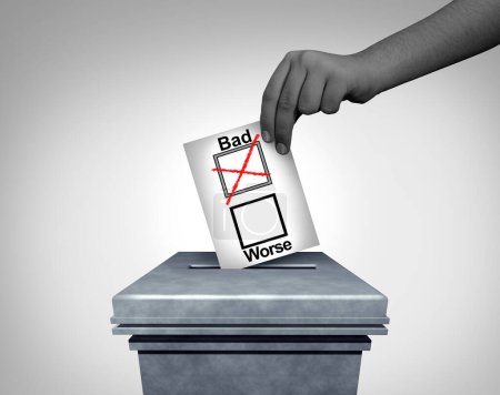 Choix électoral difficile Choisir entre un candidat mauvais ou pire ou le moindre de deux maux comme concept de mécontentement politique des électeurs.
