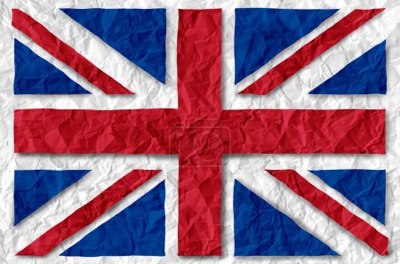 Großbritannien Papierfahne als altes britisches Symbol des Patriotismus und der englischen Kultur auf einer antiken strukturierten britischen Regierung und politischen Ikone, die geschaffen wurde, um England zu unterstützen Schottland und Wale.