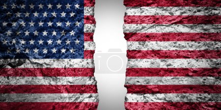 La polarización en la política estadounidense y el símbolo político de Estados Unidos dividido para la disfunción del gobierno en los Estados Unidos como una elección del sistema bipartidista.