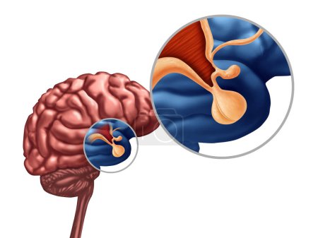 Pituitary Gland ou Hypothalamus ou concept d'hypophyse cérébrale comme symbole du système endocrinien lié à l'hormone de croissance dans le cadre de l'anatomie humaine.