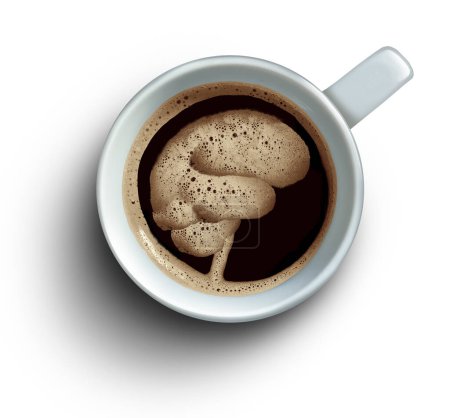 Kaffee Gehirn Gesundheitsvorteile halten einen gesunden Geist wach und fördern das Gedächtnis und unterstützen die kognitive Funktion durch verbesserte Wachsamkeit und Konzentration mit Koffein