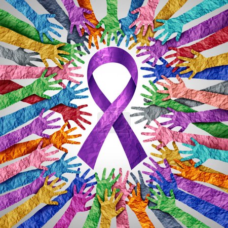 Domestic Violence Awareness and violence against women outreach or spousal abuse support and family violence or violent intimate partner symbol as a ribbon for hope and survivor safety community shelter.