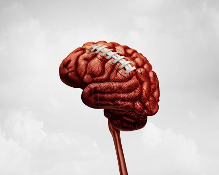 Trastorno cerebral CTE o símbolo de encefalopatía traumática crónica como lesión neurológica deportiva que causa una conmoción cerebral como lesiones de fútbol en una cabeza humana.