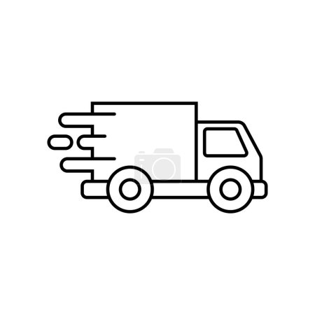 Ilustración de Delivery truck icon draw in simple line design isolated on white background - Imagen libre de derechos