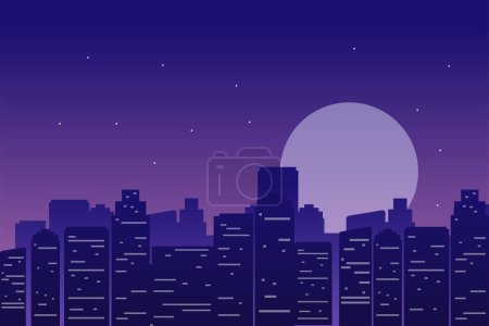 Téléchargez les illustrations : City at night landscape vector suitable for illustration or background - en licence libre de droit