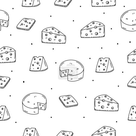 Ilustración de Patrón sin costura de queso en estilo lindo doodle adecuado para el fondo - Imagen libre de derechos