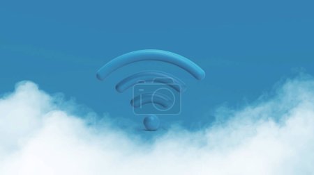 Foto de Icono Wifi aislado sobre fondo azul. Renderizado 3D. - Imagen libre de derechos