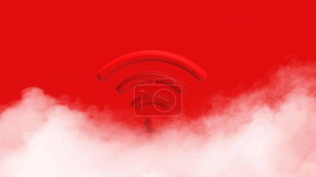 Foto de Wifi icon isolated on red background. 3D rendering. - Imagen libre de derechos