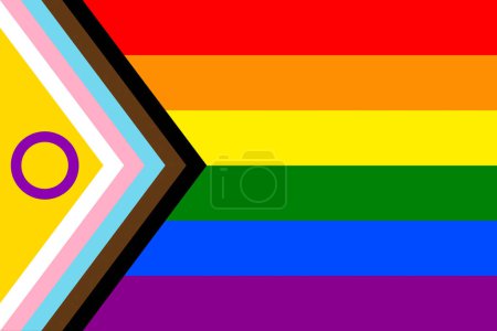 Illustration du drapeau arc-en-ciel Intersex Pride. Mouvement LGBT. Symbole des minorités sexuelles