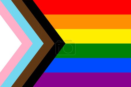 Illustration du drapeau Progress Pride. Mouvement LGBT. Symbole des minorités sexuelles
