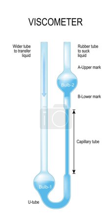 Téléchargez les illustrations : Viscosimètre est un instrument de mesure de la viscosité d'un fluide. Equipement de laboratoire. Illustration vectorielle - en licence libre de droit