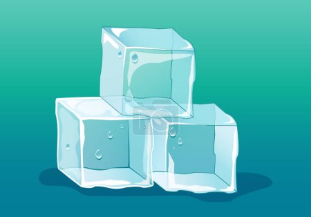 Illustration for Ice cubes with water drops. melting ice. Vector Isometric Flat illustration. - Royalty Free Image