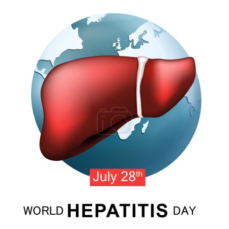 Illustration for World hepatitis day background. Earth Globe and liver for template, card, design, modern concept, cover, backdrop, international. Vector illustration - Royalty Free Image